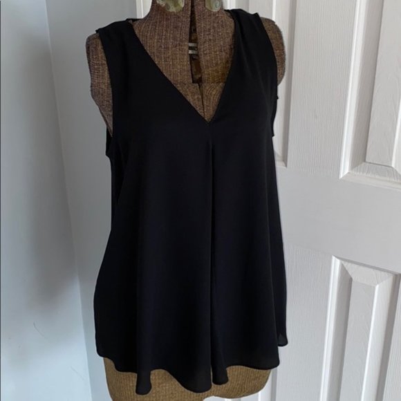 Vince Camuto Black Silk Tunic Tank, Sz M - Picture 3 of 5